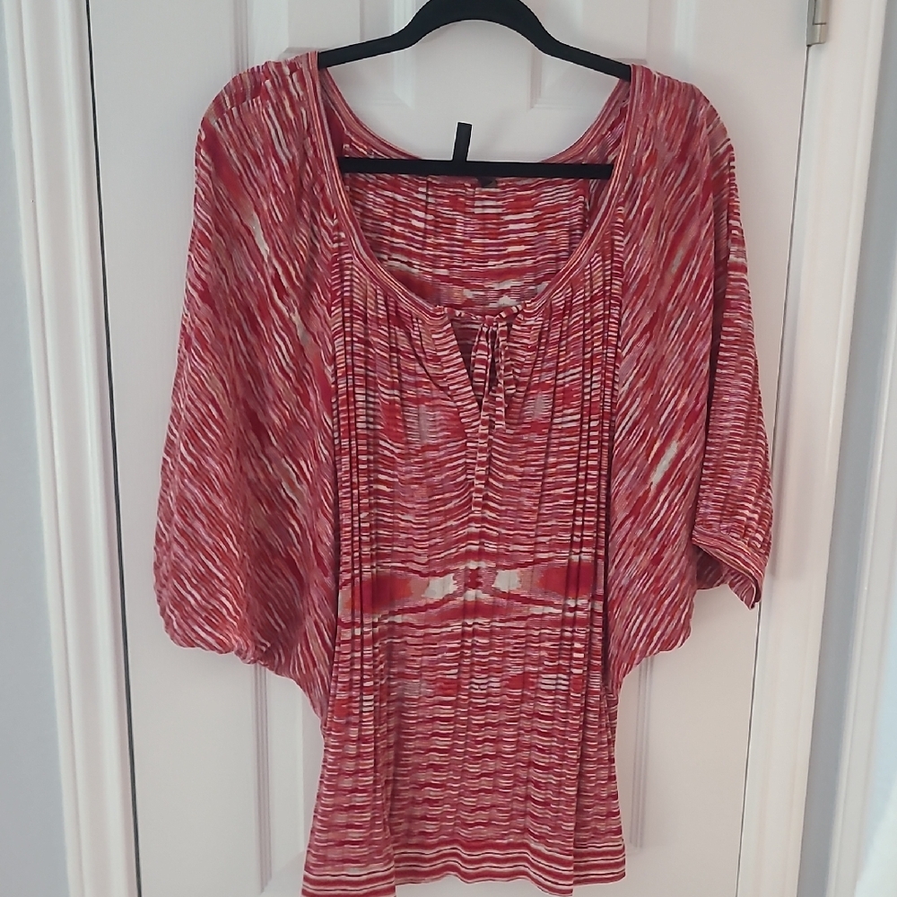 Women's Red Patterned Batwing Top